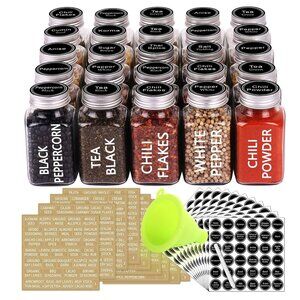 New in Box: 25 Glass Spice Jars 6 oz